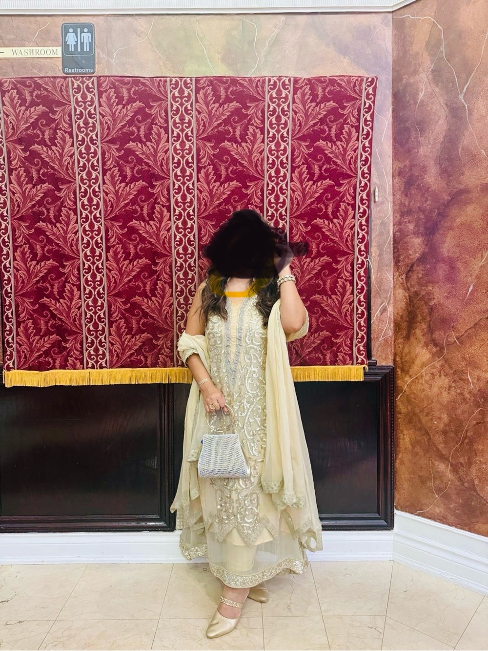 Embroidered Cream Formal Anarkali with Dupatta